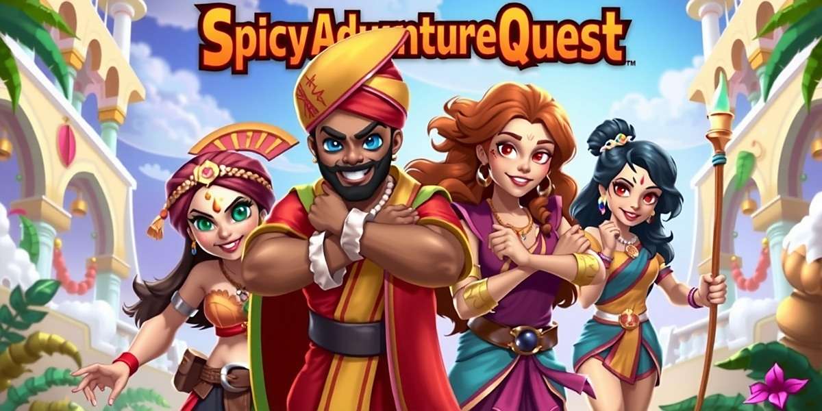 Spicy Adventure Quest Official Cover Art Spicy Adventure Quest game cover showing Indian characters in colorful traditional attire on a vibrant quest